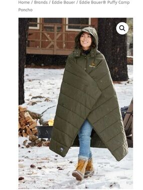 Eddie Bauer Olive Puffy Camp Poncho